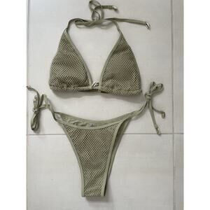 Zaful Swim String Bikini Set Swimsuit Mesh Swimwear